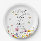 Eine Hochzeit von Schmetterlingen-Wildblumen Pappteller (Vorderseite)