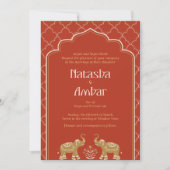 Eine Hochzeitseinladung, die mit indischer Traditi Einladung (Vorderseite)