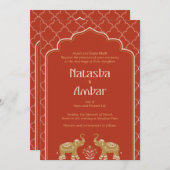 Eine Hochzeitseinladung, die mit indischer Traditi Einladung (Vorne/Hinten)