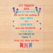 Eine Hochzeitseinladung im 4. Juli in Fahnen Acryleinladungen (Vorderseite)