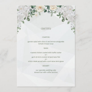 Eine Hochzeitskarte für Blumengeschäfte Menükarte