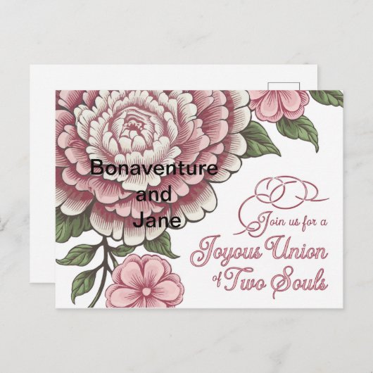 Eine Hochzeitskarte mit Blumendesign Postkarte (Vorne/Hinten)