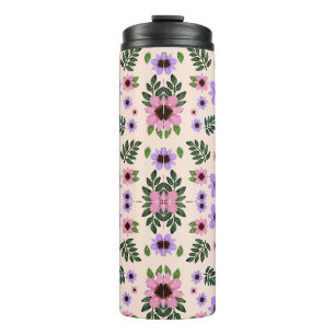 Eine hohe, zylindrische Reisebecher mit einem schw Thermosbecher