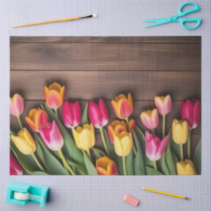Eine Holz- und Tulpen-Serie Design #5 Seidenpapier