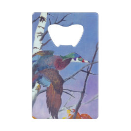 Eine Holzente fliegt Geldbeutel Flaschenöffner