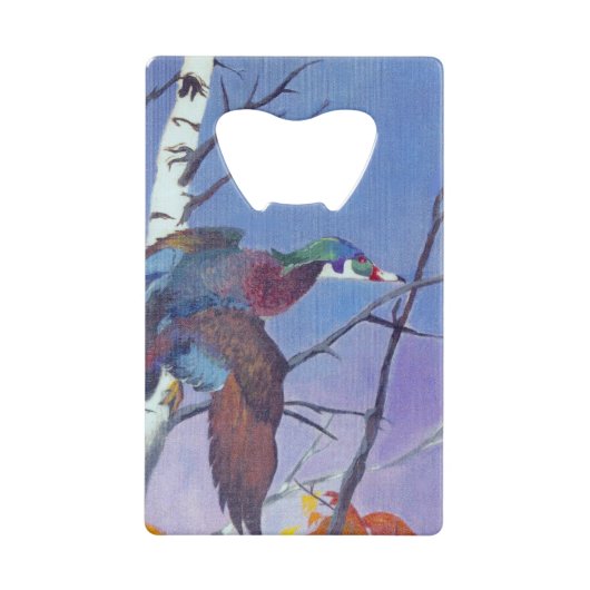 Eine Holzente fliegt Geldbeutel Flaschenöffner (Vorderseite)