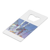 Eine Holzente fliegt Geldbeutel Flaschenöffner (Rückseite Schrägansicht)