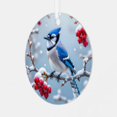 Eine Hübsch blaue Jay | Personalisierte Weihnachte Ornament Aus Metall (Vorderseite links)