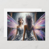 Eine hübsche Fee, die in einen Spiegel schaut Postkarte (Vorne/Hinten)