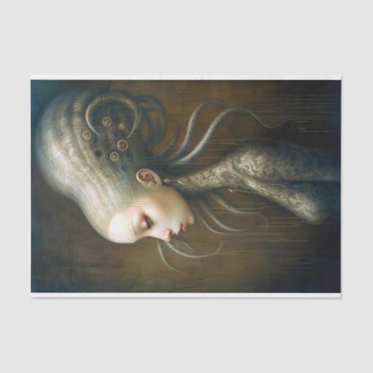 Eine hübsche Frau mit Tentakahaar Seidenpapier (Vorderseite)