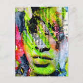Eine hübsche grüne Gesicht-Mixed-Media-Collage Postkarte (Vorderseite)