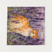 Eine hübsche Ingwerkatze auf einem Lavendelfeld Wandteppich (Vorderseite (Horizontal))