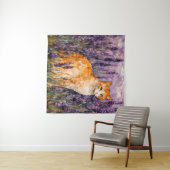 Eine hübsche Ingwerkatze auf einem Lavendelfeld Wandteppich (Beispiel (Horizontal))