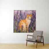 Eine hübsche Ingwerkatze auf einem Lavendelfeld Wandteppich (Beispiel)