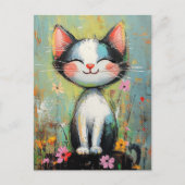 Eine hübsche Katze und Blume Postkarte (Vorderseite)