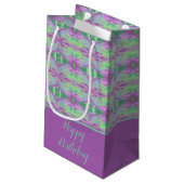 Eine Hübsche kleine Lila Blume Gemusterte Geschenk Geschenktüte (Rückseite Schrägansicht)