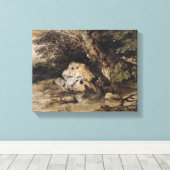 Eine hügelige Landschaft mit Figuren, die sich ein Leinwanddruck (Insitu (Holzboden))