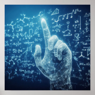 Eine humanoide Interaktion mit einem Datenblatt Poster