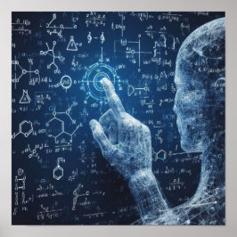 Eine humanoide Interaktion mit einem Datenboard Poster