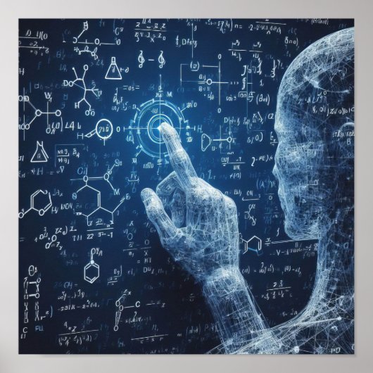 Eine humanoide Interaktion mit einem Datenboard Poster (Vorne)