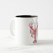 Eine Hummertasse im Aquarellstil Zweifarbige Tasse (Vorderseite Links)