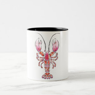 Eine Hummertasse im Aquarellstil Zweifarbige Tasse