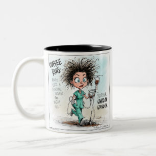 Eine humorvolle Skizze über Burnout im Gesundheits Zweifarbige Tasse
