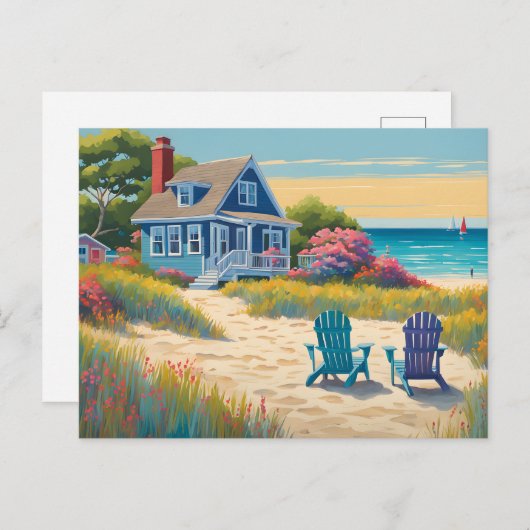 Eine Hütte am Strand Postkarte (Vorne/Hinten)