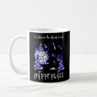 Eine Hütte im Wald an meinem glücklichen Ort Kaffeetasse