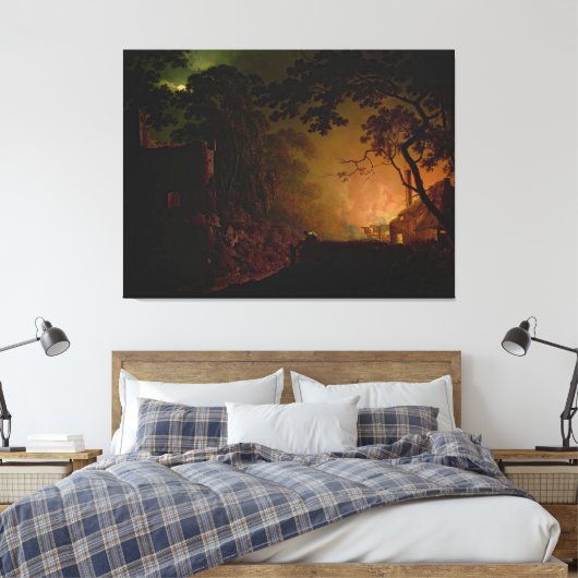 Eine Hütte in der Nacht, Joseph Wright von Derby Leinwanddruck (Insitu (Schlafzimmer))