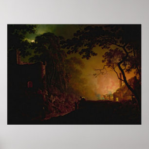 Eine Hütte in der Nacht, Joseph Wright von Derby Poster
