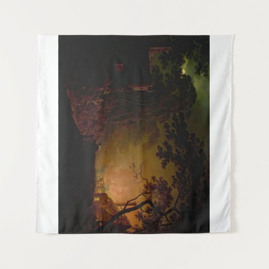 Eine Hütte in der Nacht, Joseph Wright von Derby Wandteppich (Vorderseite (Horizontal))