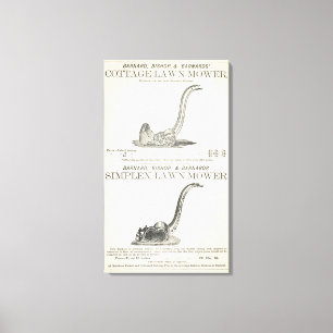 Eine Hütte und ein Simplexrasenmäher, Illustrati Leinwanddruck
