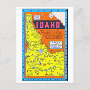 Eine hysterische Retro-Karte von Idaho 1949 Feiertagspostkarte