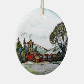 Eine idyllische britische Dorfskizze Keramik Ornament (Rechts)