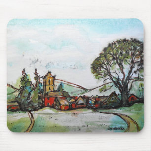 Eine idyllische britische Dorfskizze Mousepad