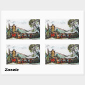 Eine idyllische britische Dorfskizze Rechteckiger Aufkleber (Blatt)