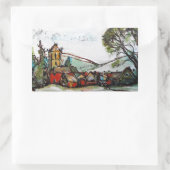 Eine idyllische britische Dorfskizze Rechteckiger Aufkleber (Tasche)