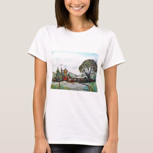 Eine idyllische britische Dorfskizze T-Shirt (Vorderseite)