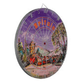 Eine idyllische britische Village & Dark Sky Skizz Dartscheibe (Vorderseite Links)