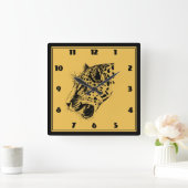 Eine Illustration aus schwarz und gelb gezogenen L Quadratische Wanduhr (Zuhause)