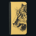 Eine Illustration aus schwarz und gelb gezogenen L Geldbeutel Hülle Für Das Samsung Galaxy S5<br><div class="desc">Ein realistischer,  schwarz-gelber Leopard zeichnend. Cool aussehende schwarze Flecken mit offenem und brüllendem Maul,  die seine spitzen Zähne zeigen. Schön und schön.</div>