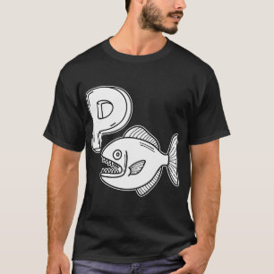 Eine Illustration des Buchstabens P steht für Pira T-Shirt