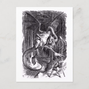Eine Illustration zum Gedicht Jabberwocky. 1871 Postkarte