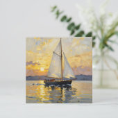 Eine Impasto-Illustration eines Segelboots bei Son (Stehend Vorderseite)
