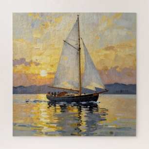Eine Impasto-Illustration eines Segelboots bei Son Puzzle