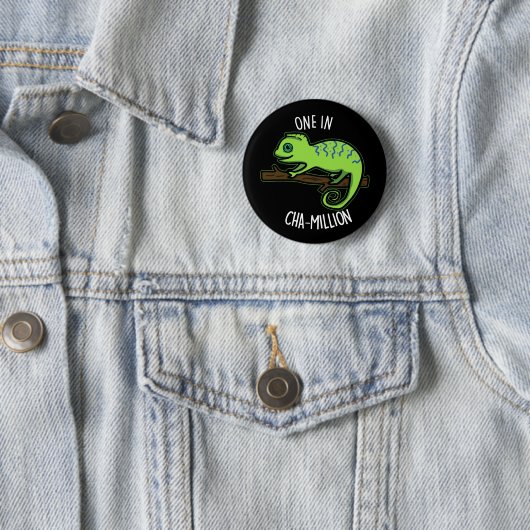 Eine in Cha-Million Funny Chameleon Pun Dark BG Button (Beispiel)