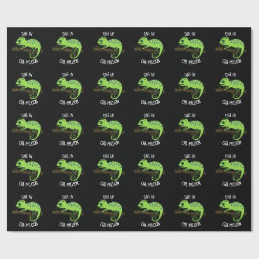 Eine in Cha-Million Funny Chameleon Pun Dark BG Geschenkpapier (Flach)