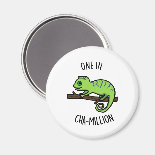 Eine in Cha-Million Funny Chameleon Pun Magnet (Vorderseite/Rückseite)