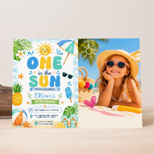 Eine in der Sonne 1. Poolparty Sommer Geburtstag Einladung